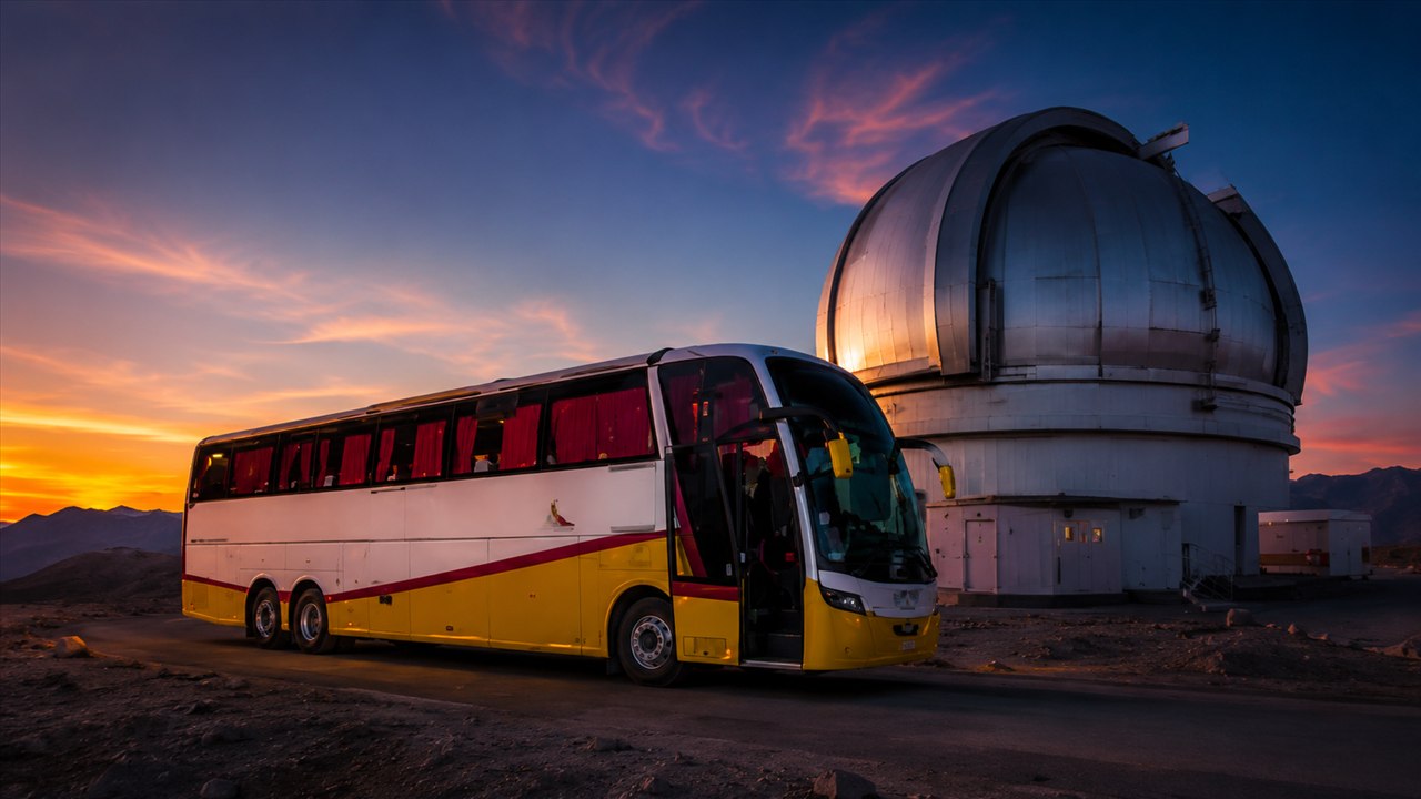 Bus frente a observatorio Paranal